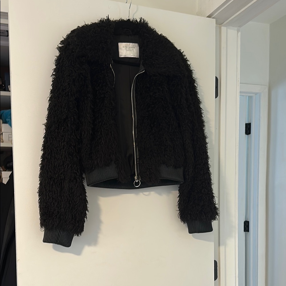 Zara Black Faux Fur Jacket